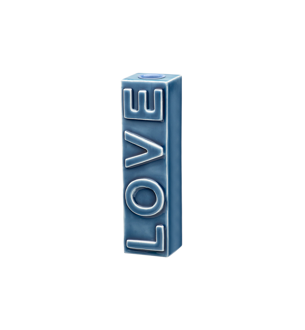 LOVE Blue Candle Holder