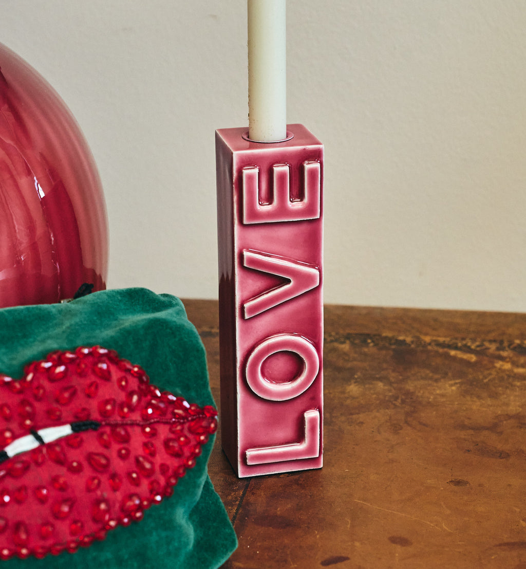 LOVE Pink Candle Holder