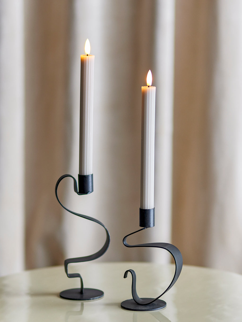 Beige LED Candle Set of 2
