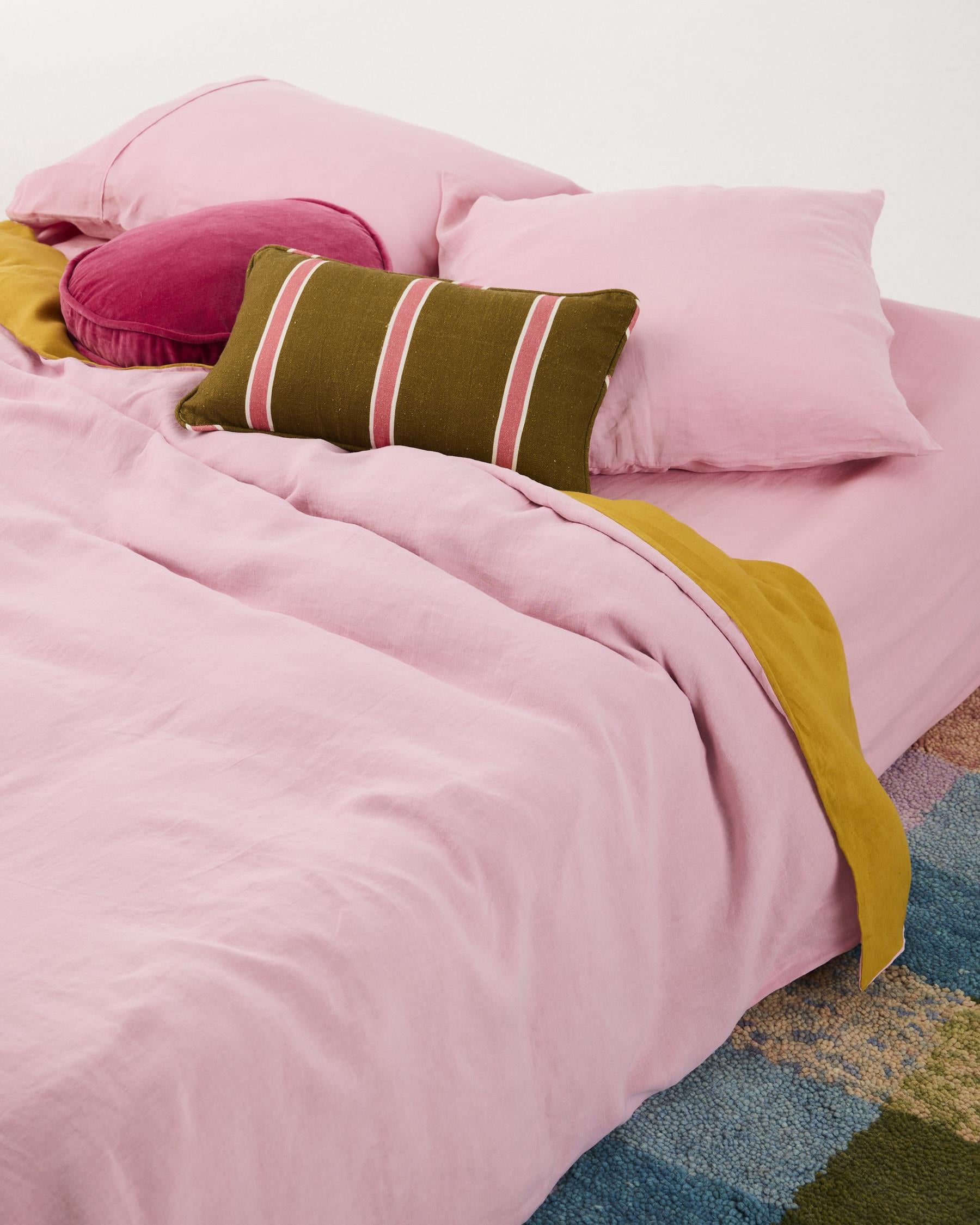 Olive Pink Stripe Cushion