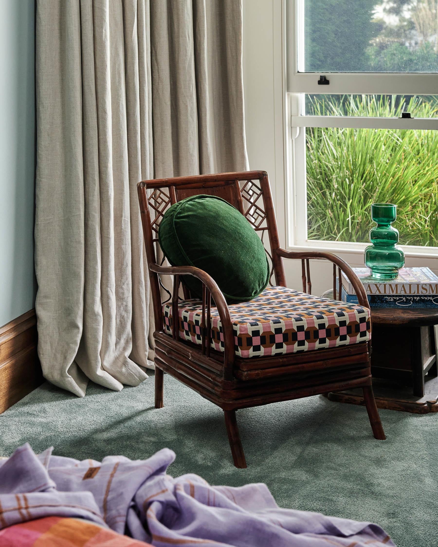 Green Velvet Round Cushion