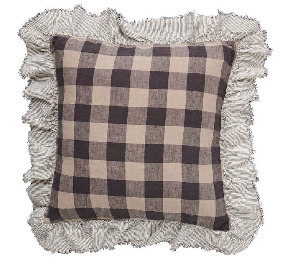 Gingham Ruffle Cushion