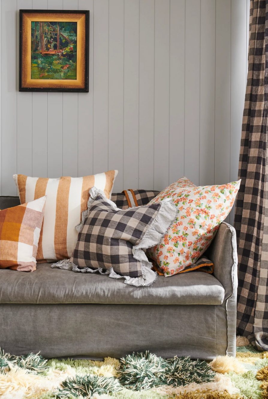 Gingham Ruffle Cushion