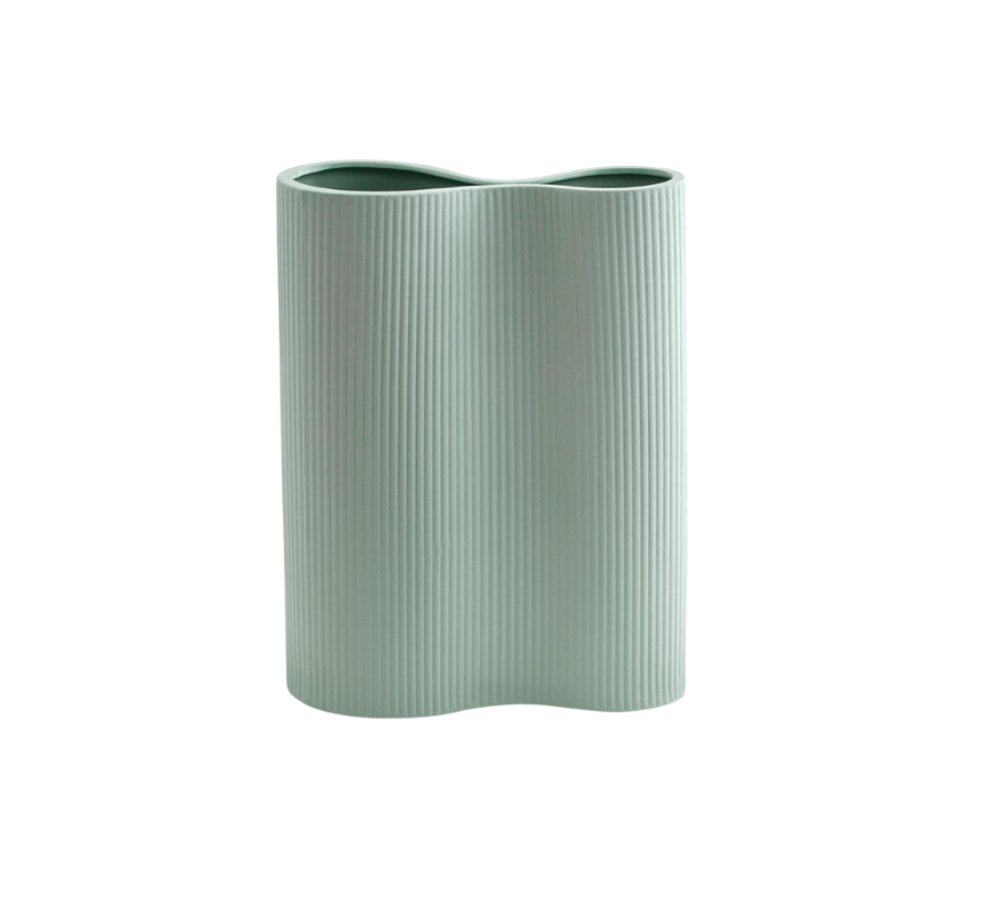 Blue Ribbed Vase