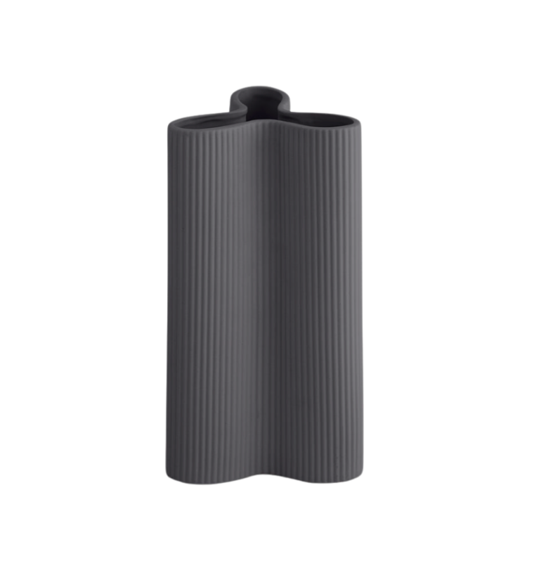 Black Ribbed Vase