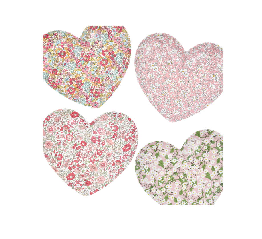 Meri Meri x Liberty Mixed Set Reusable Heart Plates Set of 4