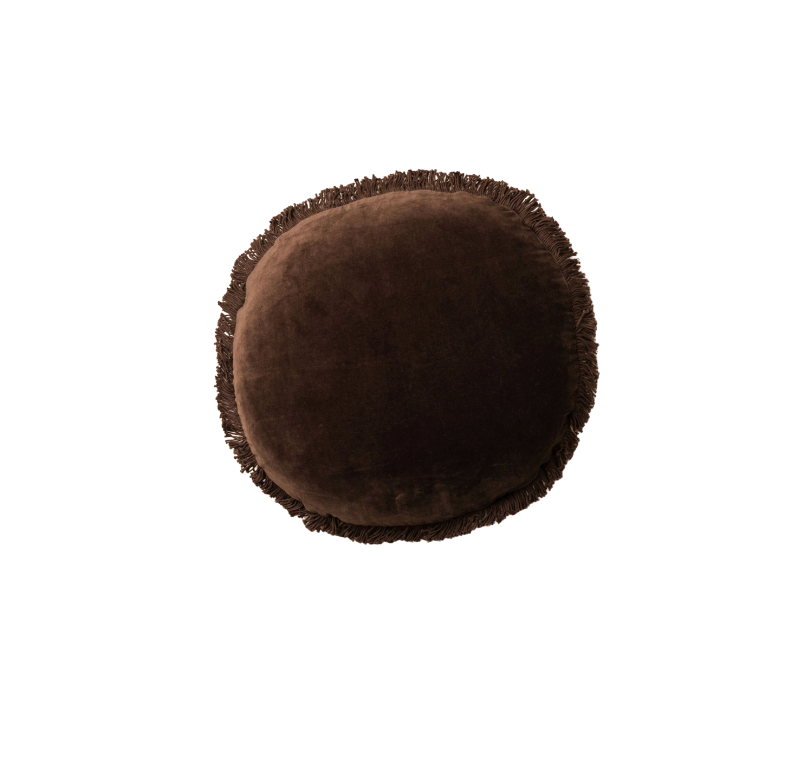 Chocolate Velvet Round Cushion