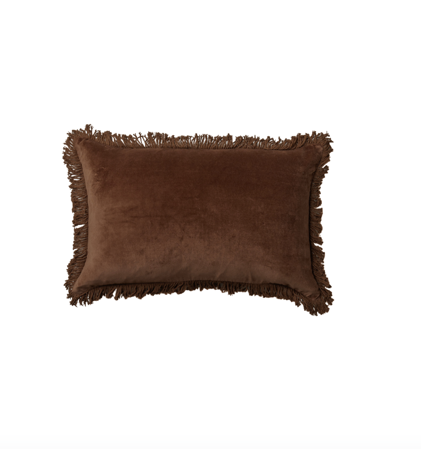 Chocolate Velvet Lumbar Cushion