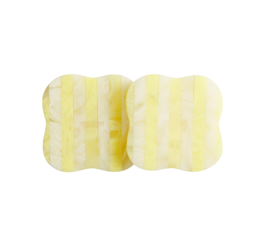 Yellow Stripe Coaster Set of 2