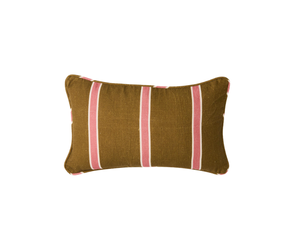 Olive Pink Stripe Cushion