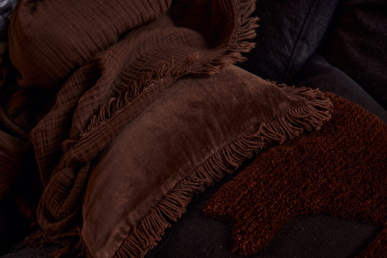 Chocolate Velvet Square Cushion