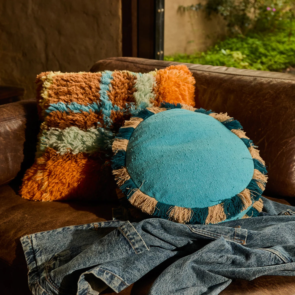 Turquoise Round Cushion