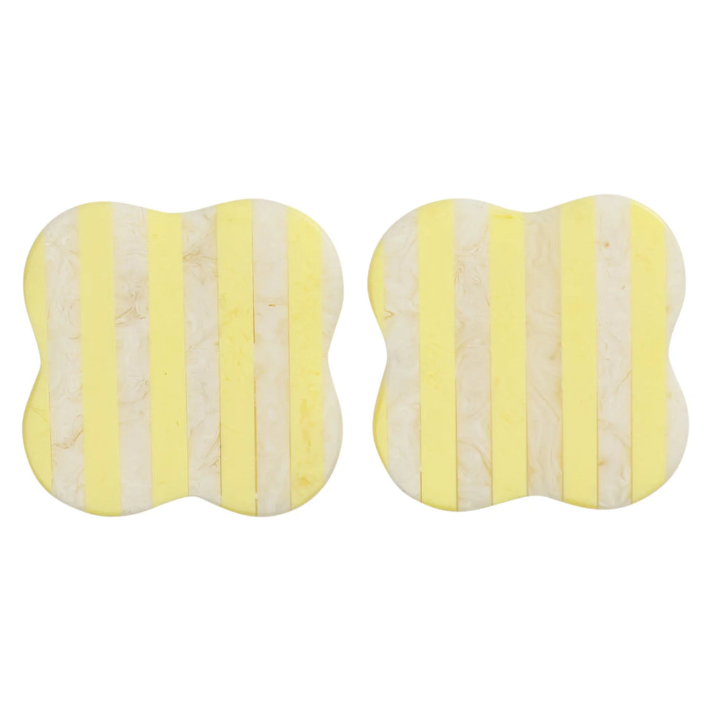Yellow Stripe Coaster Set of 2